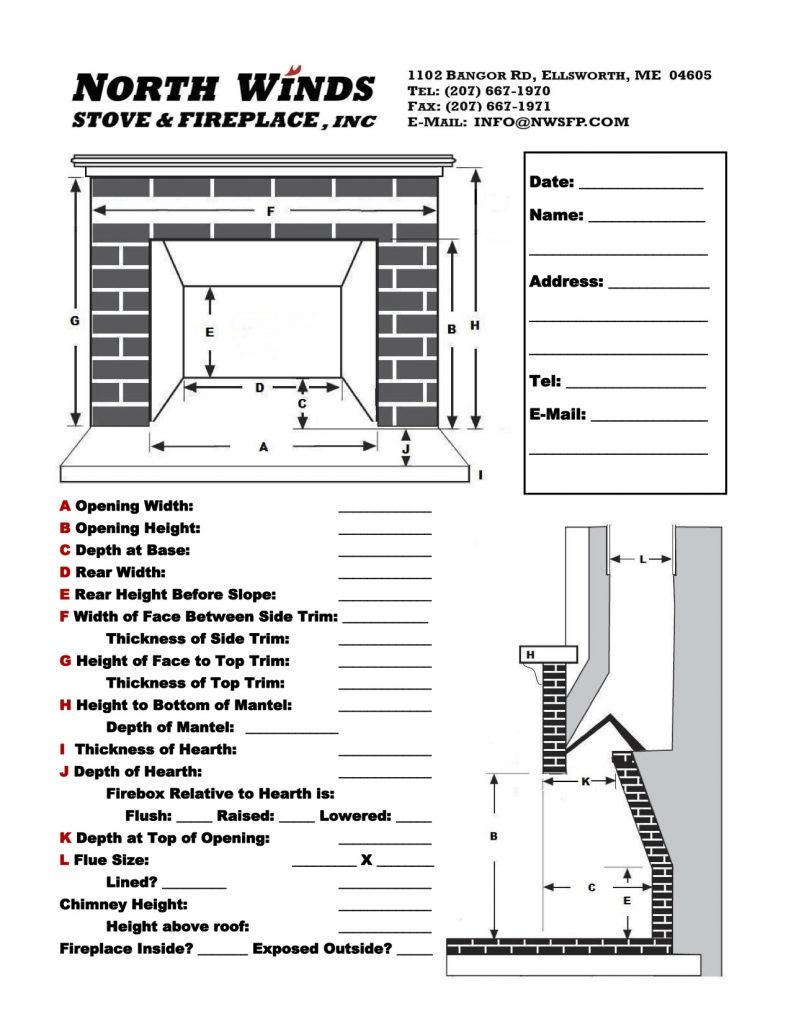 Fireplace Measurement Sheet